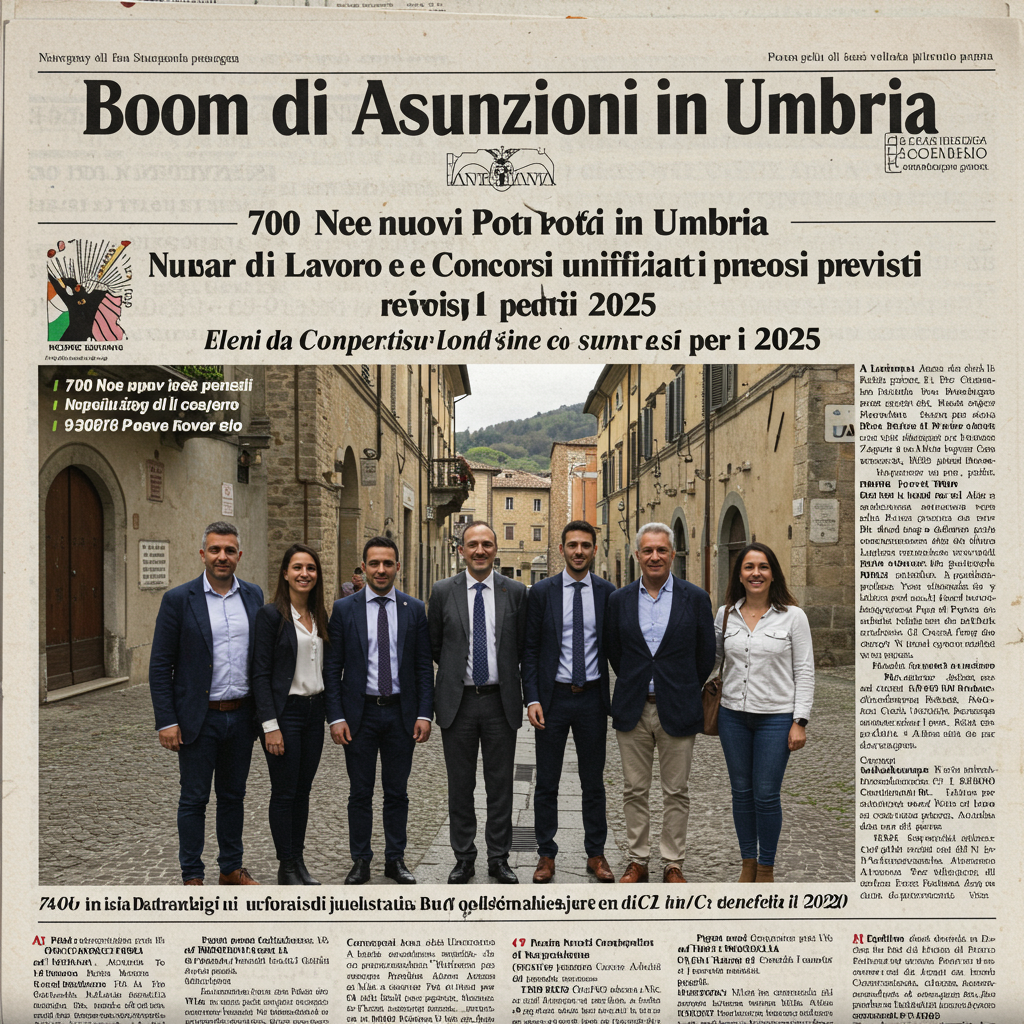 Boom di Assunzioni in Umbria: 700 Nuovi Posti di Lavoro e Concorsi Unificati Previsti per il 2025